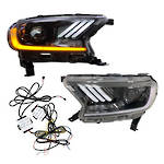 HEADLAMP SET - L&R - MANUAL ADJUST ONLY - MUSTANG TYPE - TO SUIT - FORD RANGER 2015- F/LIFT