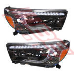 HEADLAMP SET - L&R BLACK - W/LED PARK AND SIGNAL LAMP - TO SUIT - TOYOTA HILUX 2015-