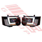HEADLAMP SET - L&R - BLACK - DRL LOOK - TO SUIT - TOYOTA HIACE 2014- F/LIFT LATE