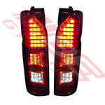 REAR LAMP - SET - L&R - LED - RED BASE/CLEAR LENS - TO SUIT - TOYOTA HIACE 2004-