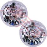 HEADLAMP SET - 2PCS - SEMI SEALED - W/O HALO RING 5 3/4" - CLEAR - TO SUIT - H4 P43T 5 ÃƒÂ¦INCH 12V 5W 3PIN