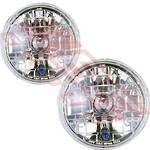 HEADLAMP SET - 2PCS - SEMI SEALED - CLEAR - TO SUIT - H4 P43T 7INCH 12V 5W 3PIN - ROUND