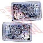 HEADLAMP SET - 2PCS - SEMI SEALED - CLEAR - TO SUIT - H4 P43T 6 1/2INCH 12V 5W 3PIN - RECTANGULAR