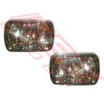 HEADLAMP SET - 2PCS - SEMI SEALED - SMOKEY - TO SUIT - H4 P43T 7INCH 12V 5W 3PIN - RECTANGULAR