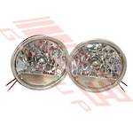 HEADLAMP SET - 2PCS - CRYSTAL/CLEAR/CHROMED CAP - TO SUIT - H4 P43 3PIN 7INCH ROUND